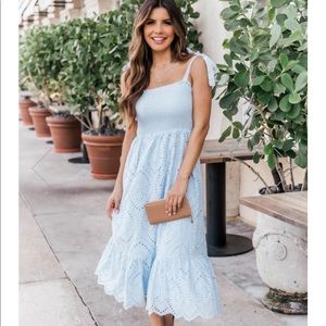 Pink Lily PROMISE IN MY HEART BLUE LACE MIDI DRESS, Size L